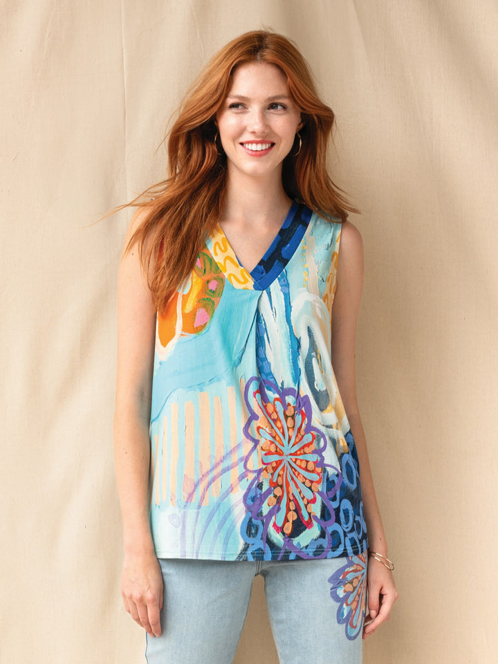Home of the Stingless Bees Print Front Pleat Top