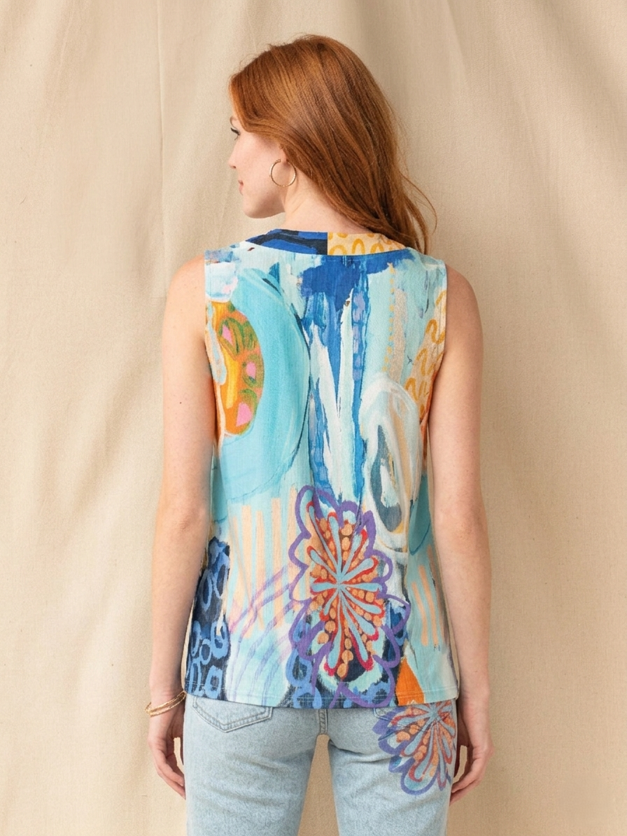 Home of the Stingless Bees Print Front Pleat Top
