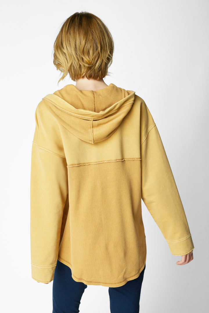 Honey Mixed Texture Waffle Knit Hoodie Jacket
