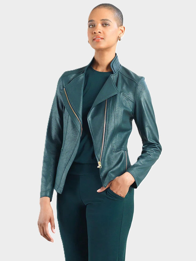 Hunter Green Liquid Leather Signature Jacket