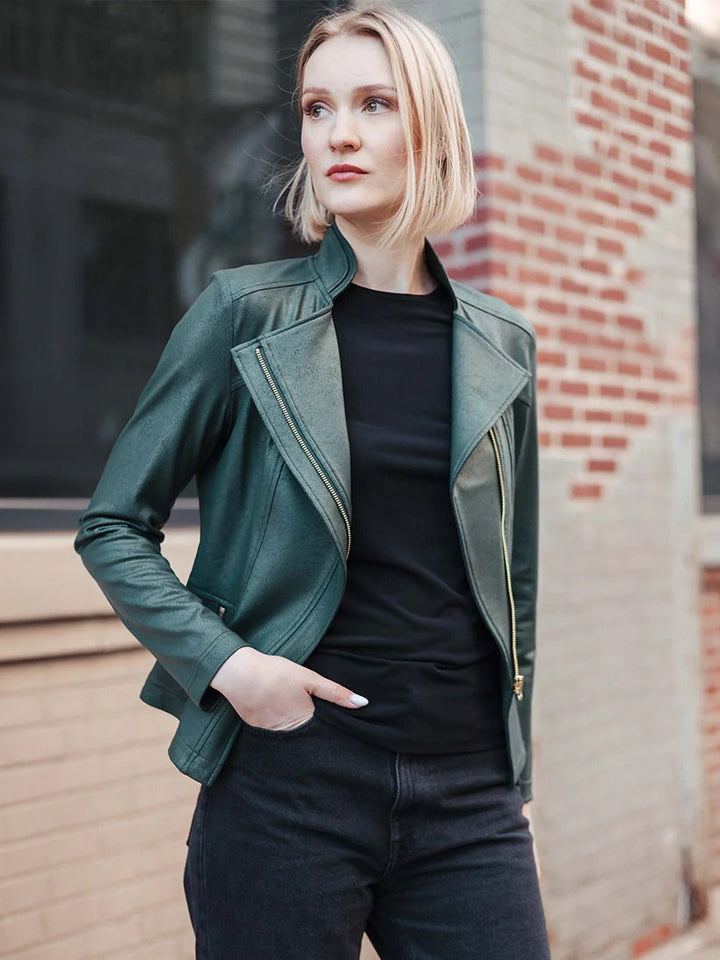 Hunter Green Liquid Leather Signature Jacket