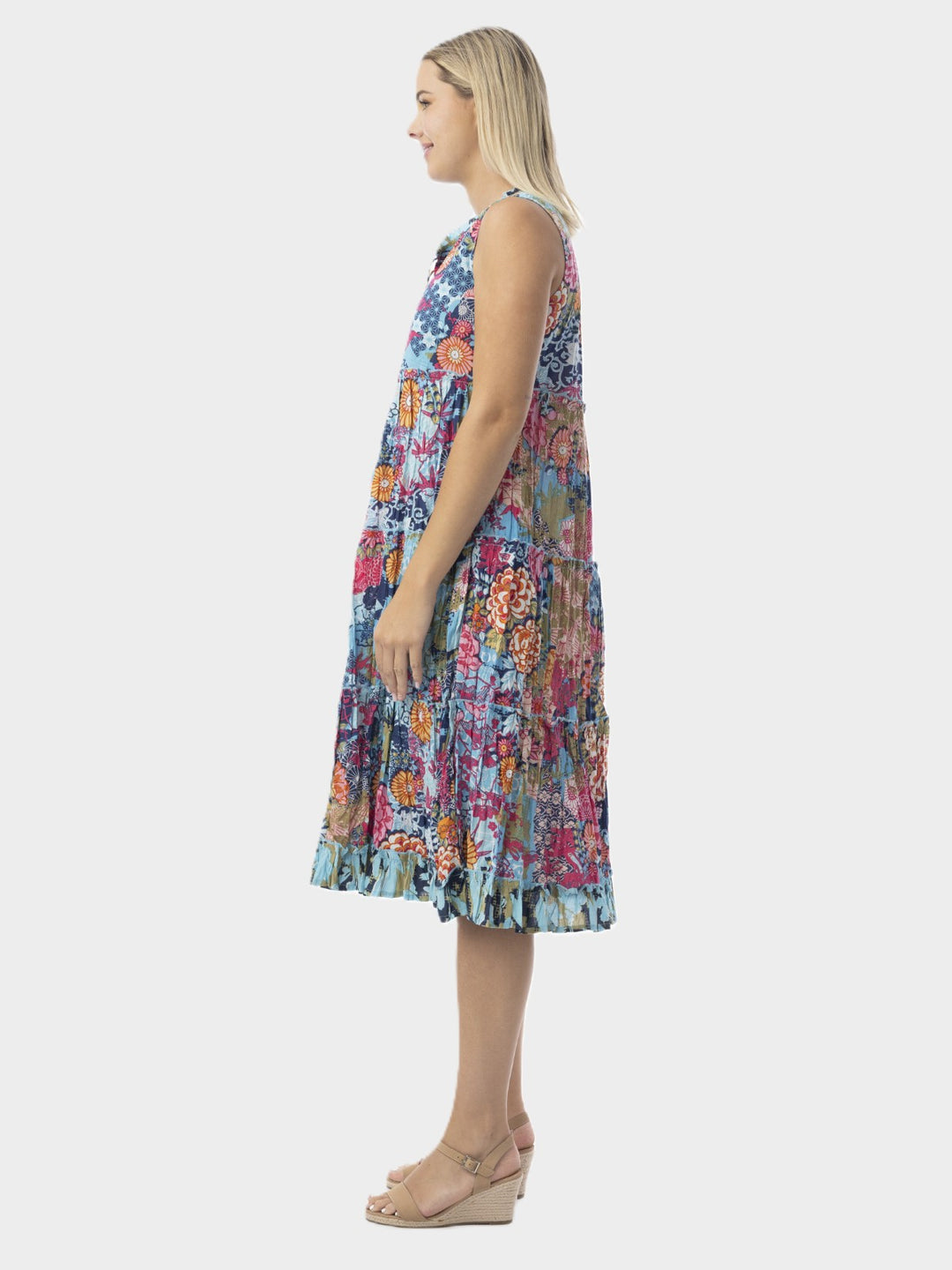 Ikebana Layered Sleeveless Crinkle Dress