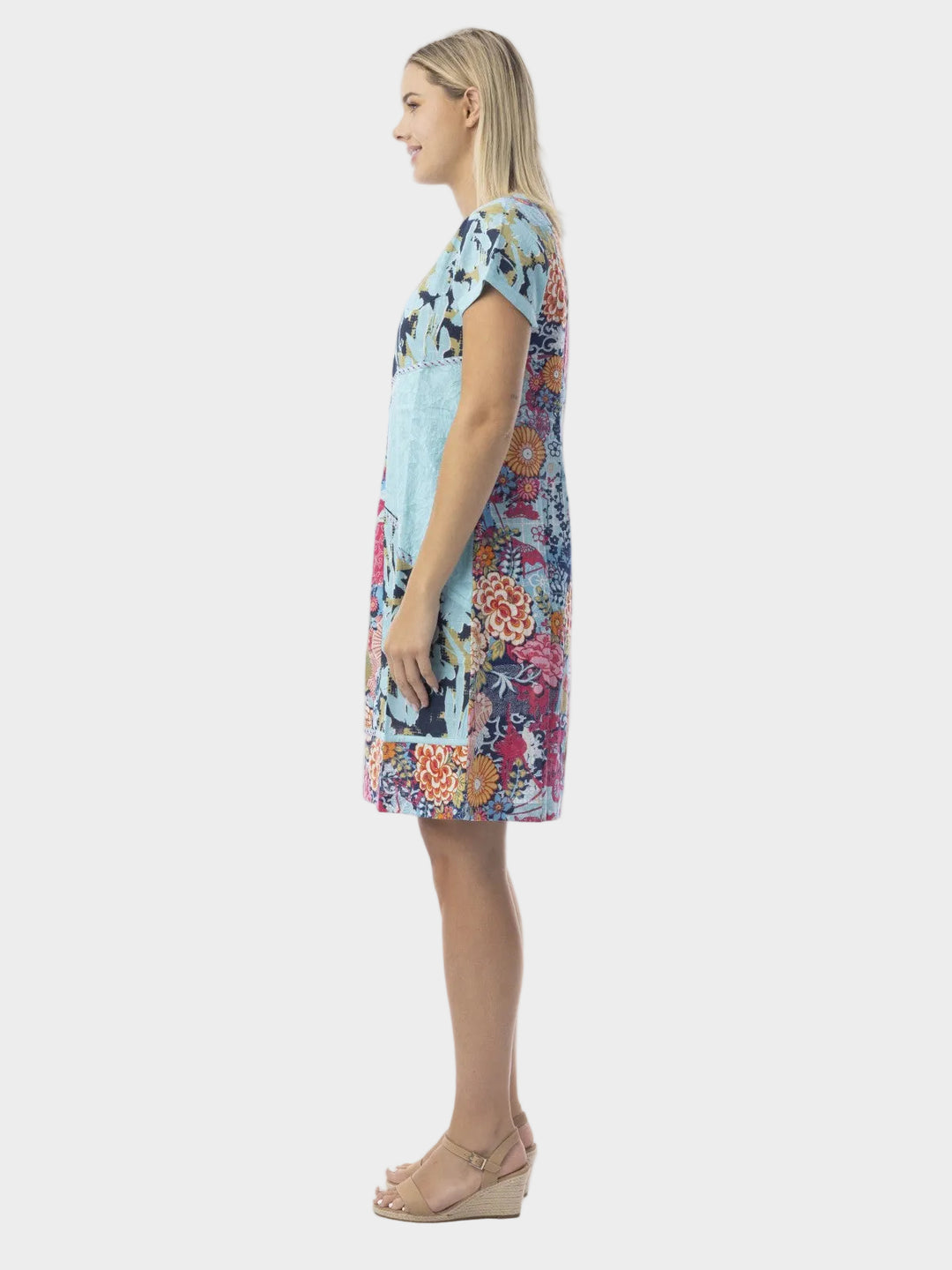 Ikebana Patch Print Short Sleeve Dress