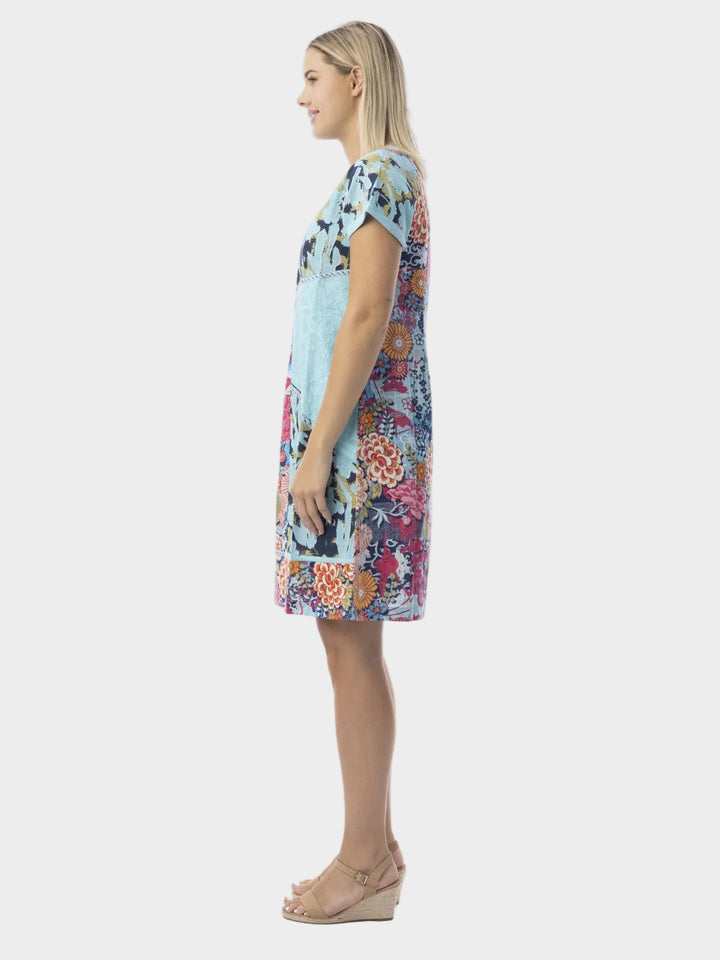 Ikebana Patch Print Short Sleeve Dress
