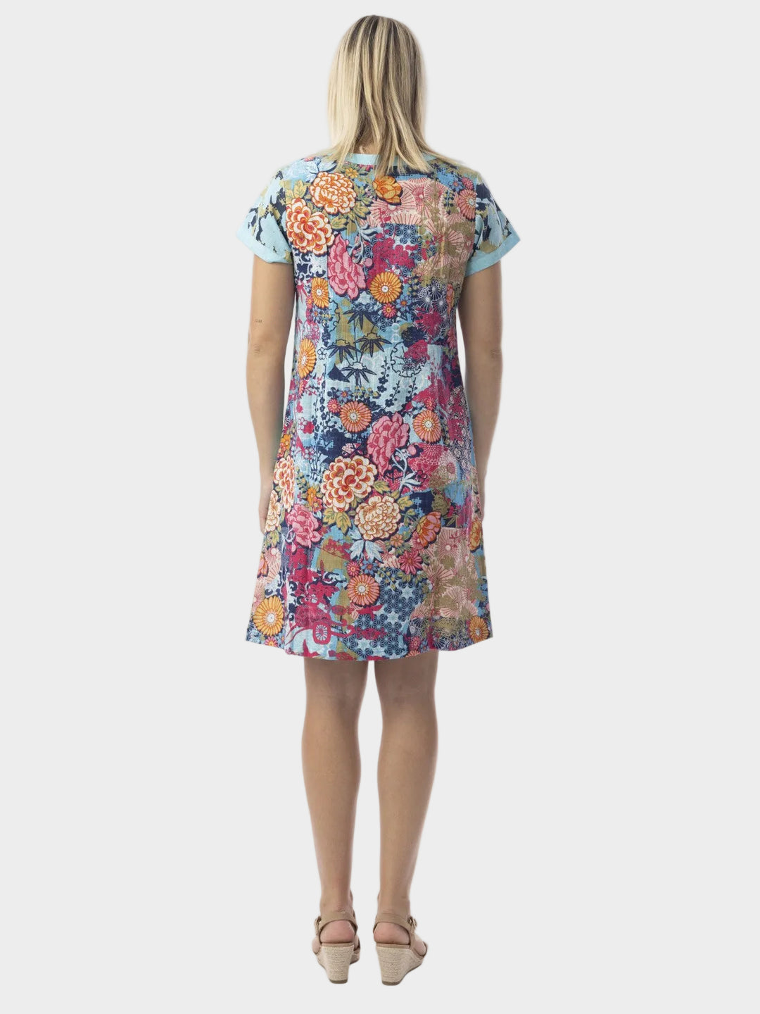 Ikebana Patch Print Short Sleeve Dress