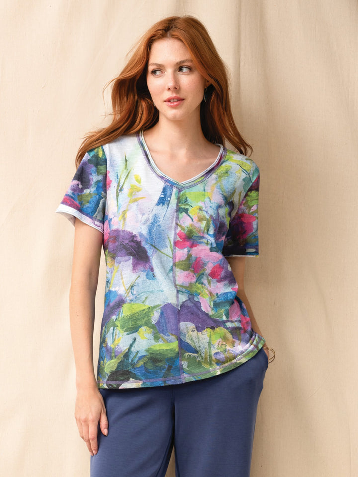 In The Wild Print V-Neck Top