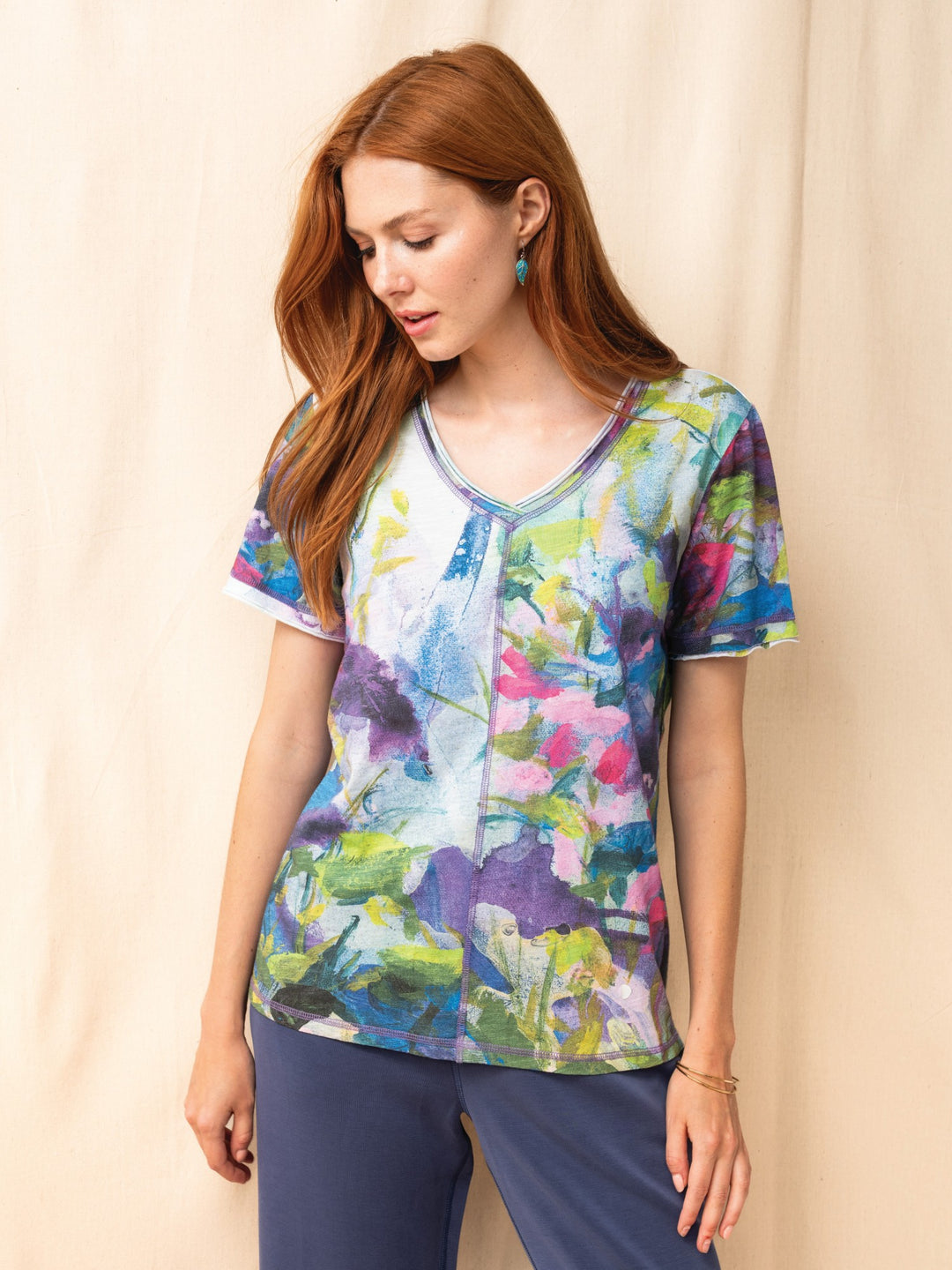 In The Wild Print V-Neck Top