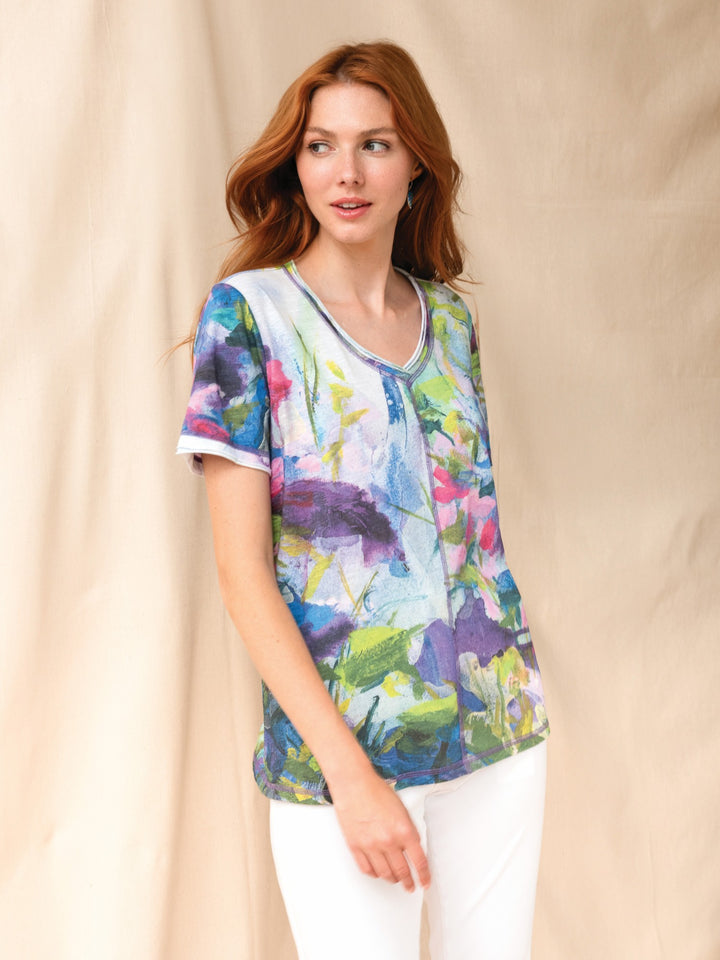In The Wild Print V-Neck Top
