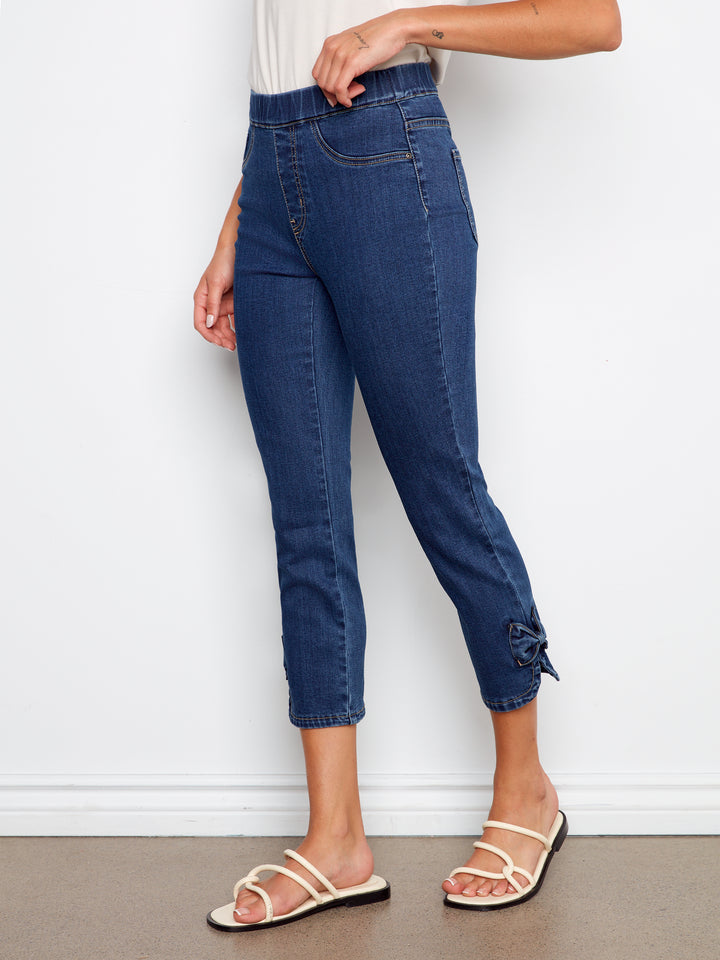Indigo Bow Hem Pull On Jean