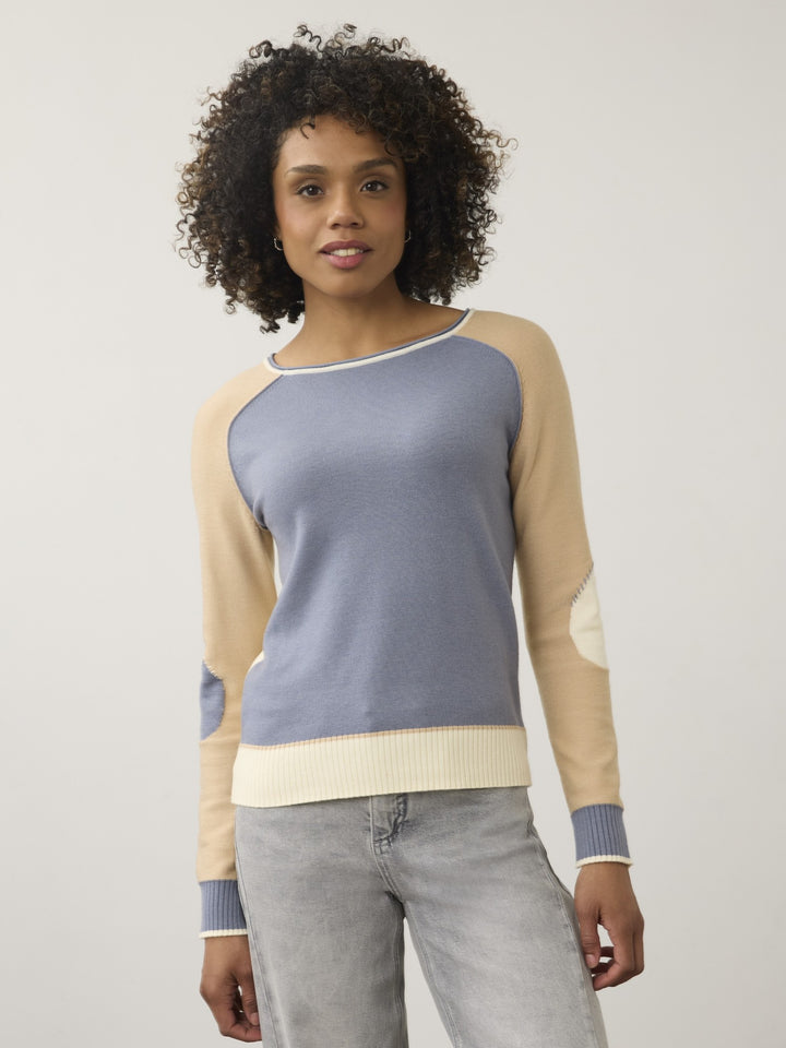 Indigo Contrast Embroidered Sweater