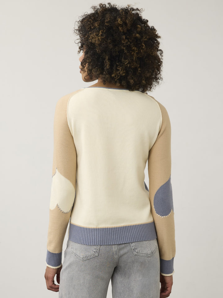 Indigo Contrast Embroidered Sweater