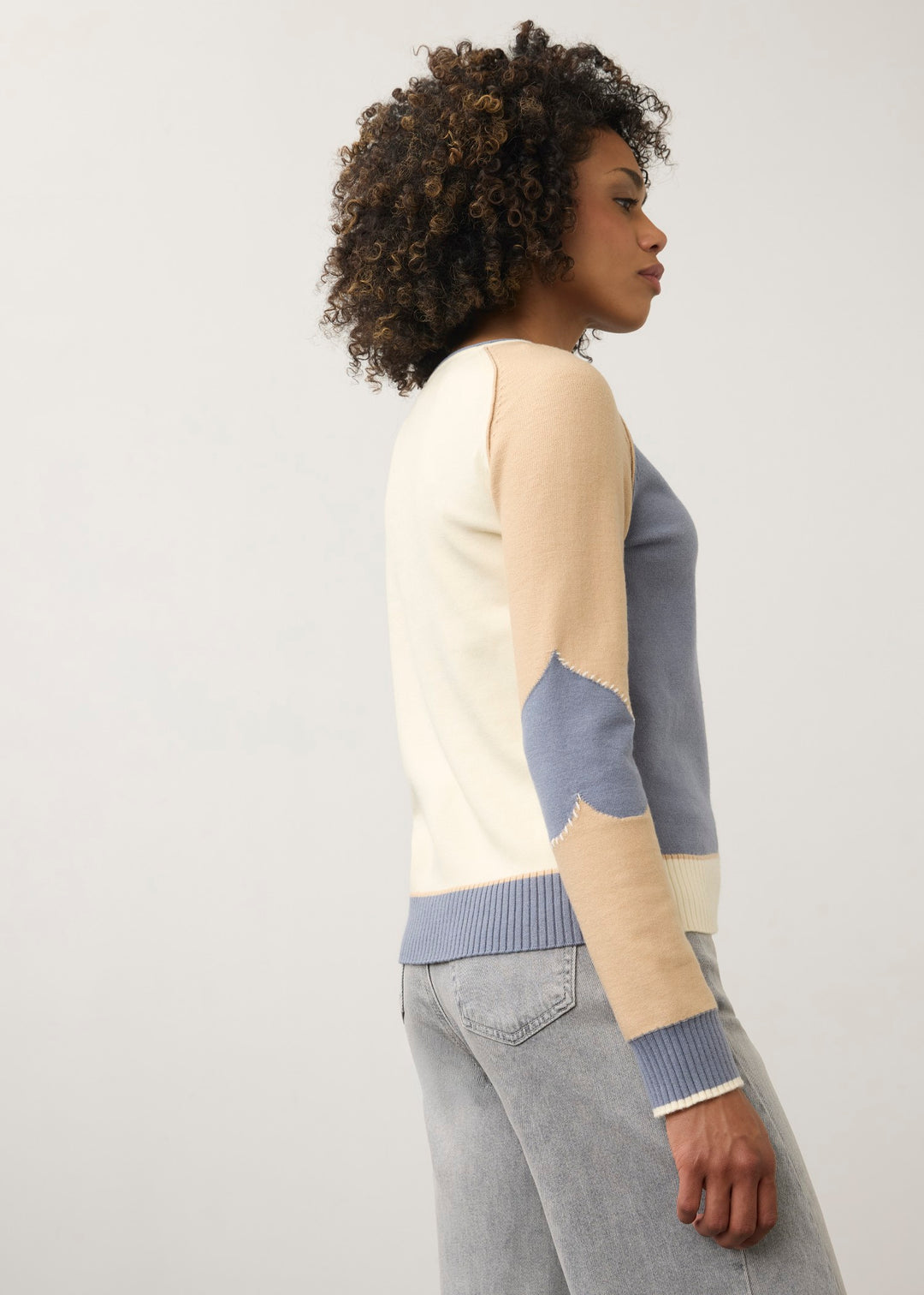 Indigo Contrast Embroidered Sweater