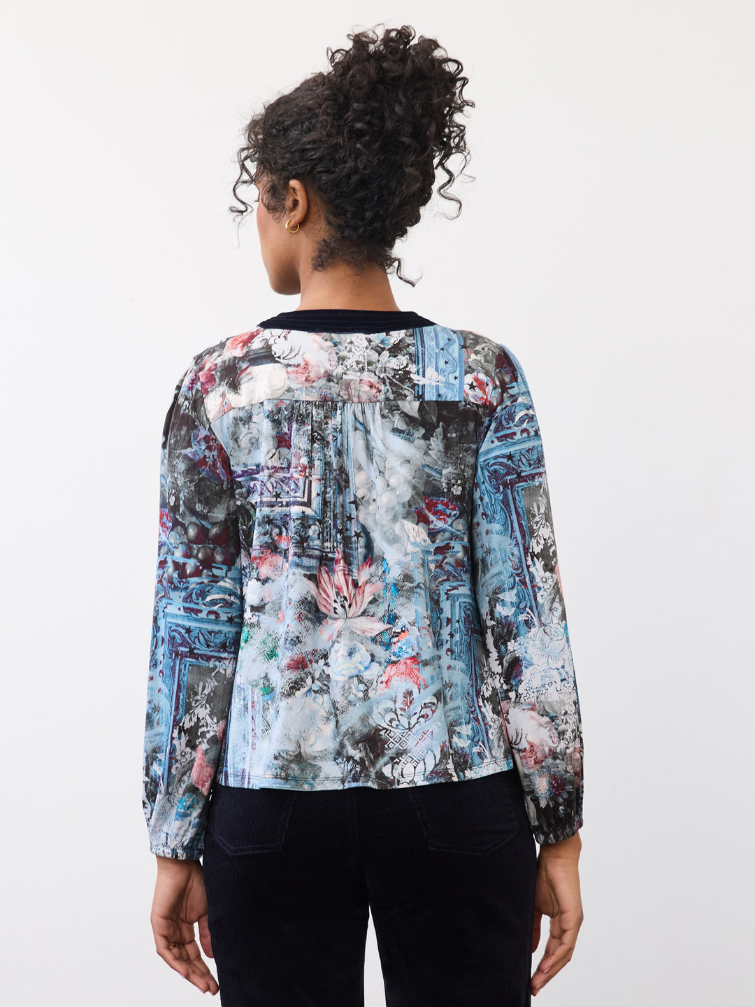Indigo Gallery Velvet Trim V-Neck Top