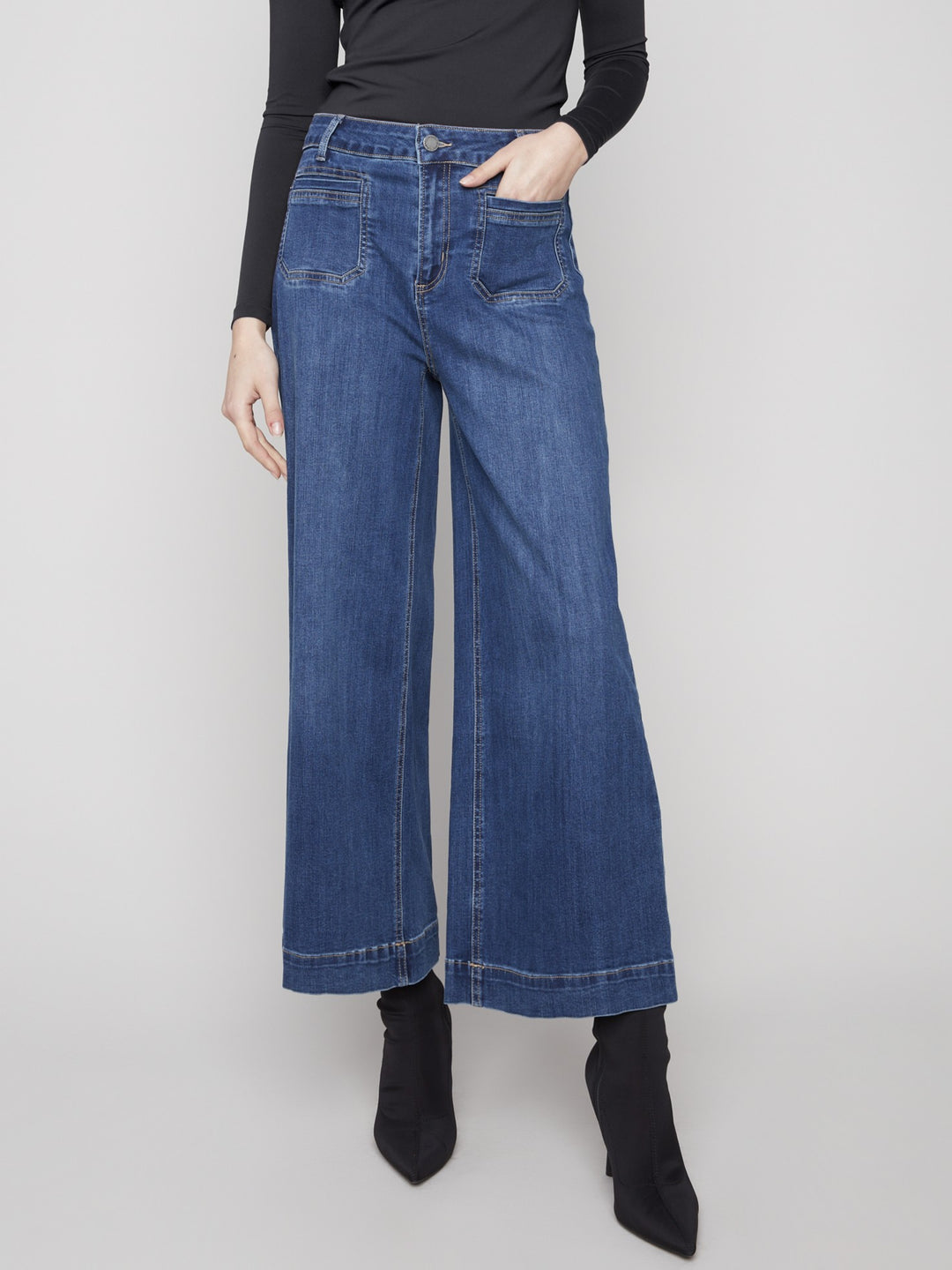 Indigo Patch Pocket Cropped Flare Jean