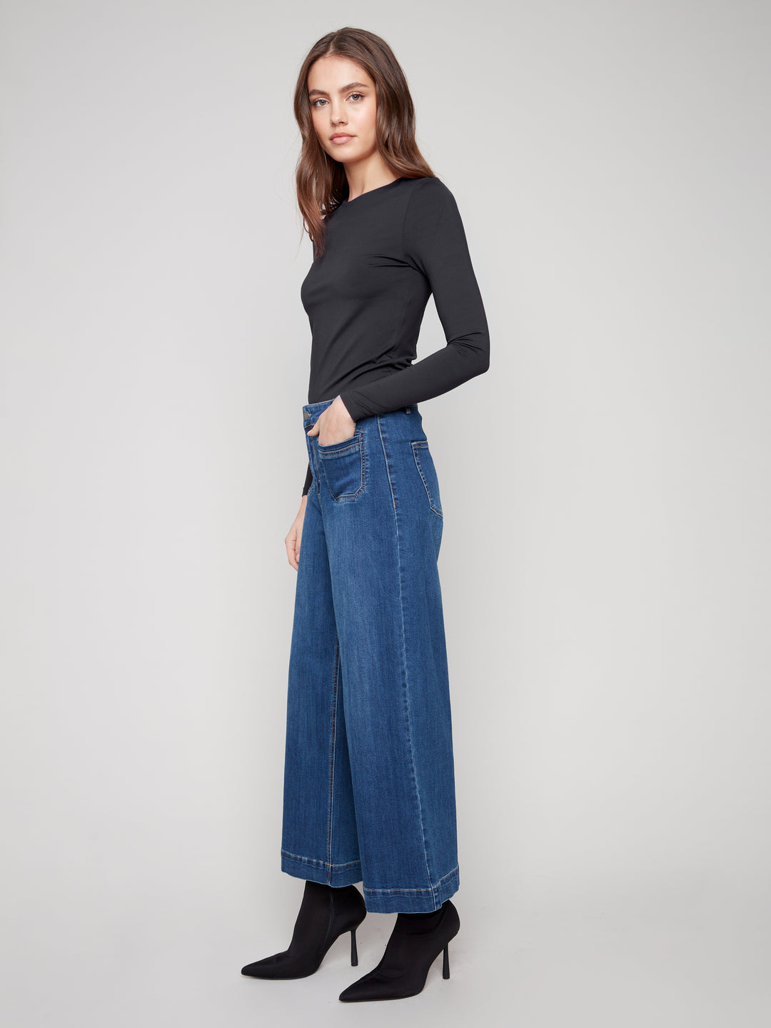 Indigo Patch Pocket Cropped Flare Jean