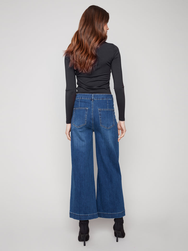 Indigo Patch Pocket Cropped Flare Jean