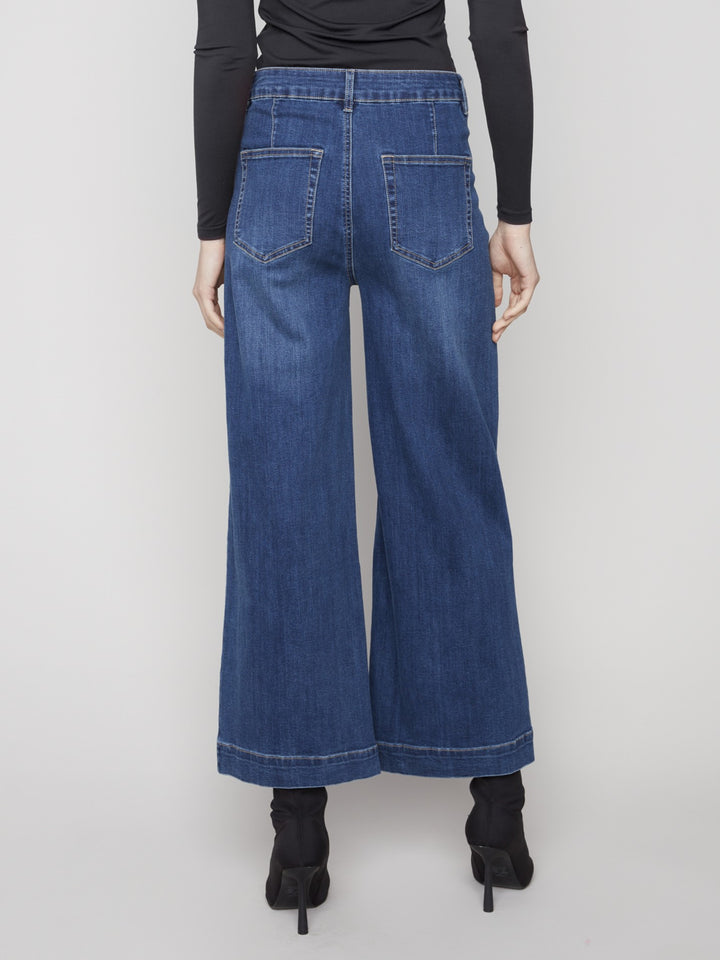 Indigo Patch Pocket Cropped Flare Jean