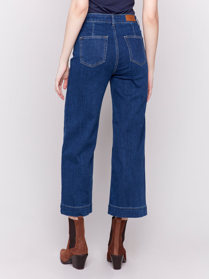 Indigo Patch Pocket Cropped Flare Jean