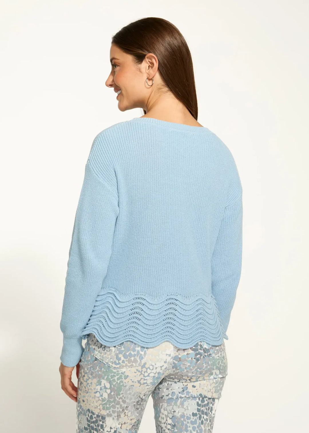 Indigo Scalloped Hem Sweater