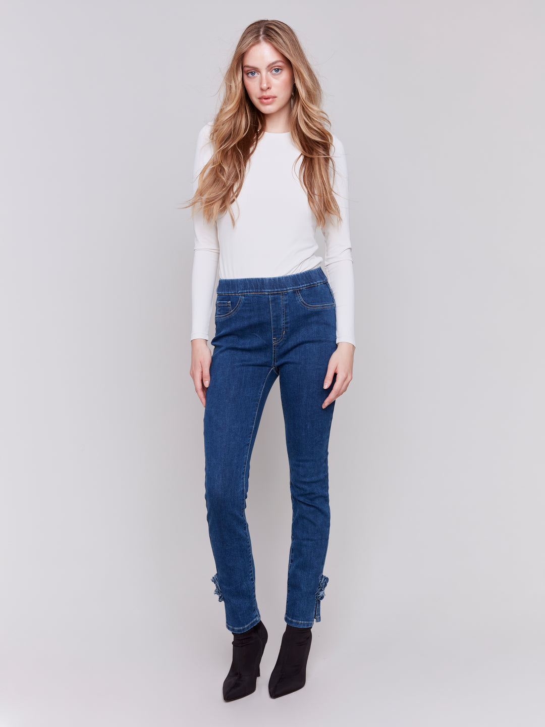 Indigo Side Rosette Embellished Jean