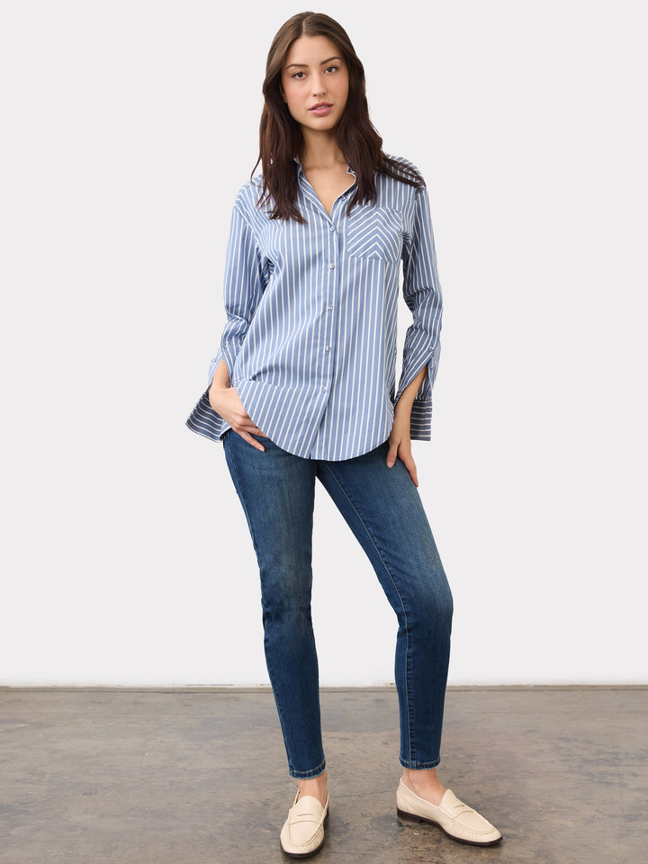 Indigo Stripe Poplin Shirt