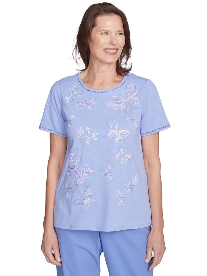 Iris Butterfly Embroidered Top