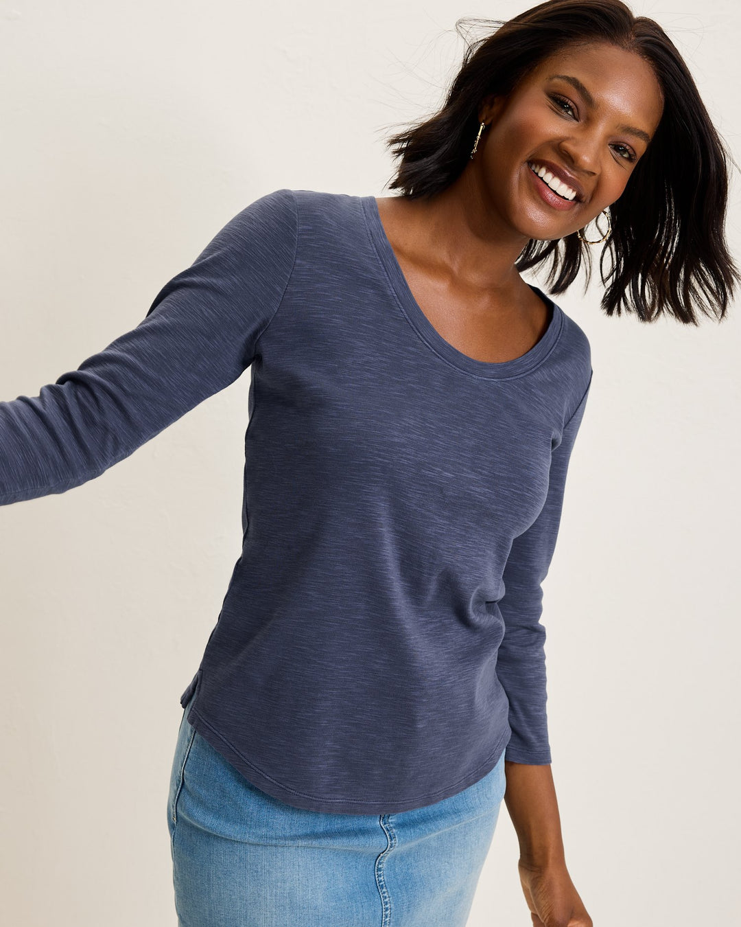 Island Navy Ashby Isles Scoop Neck 3/4 Sleeve Top