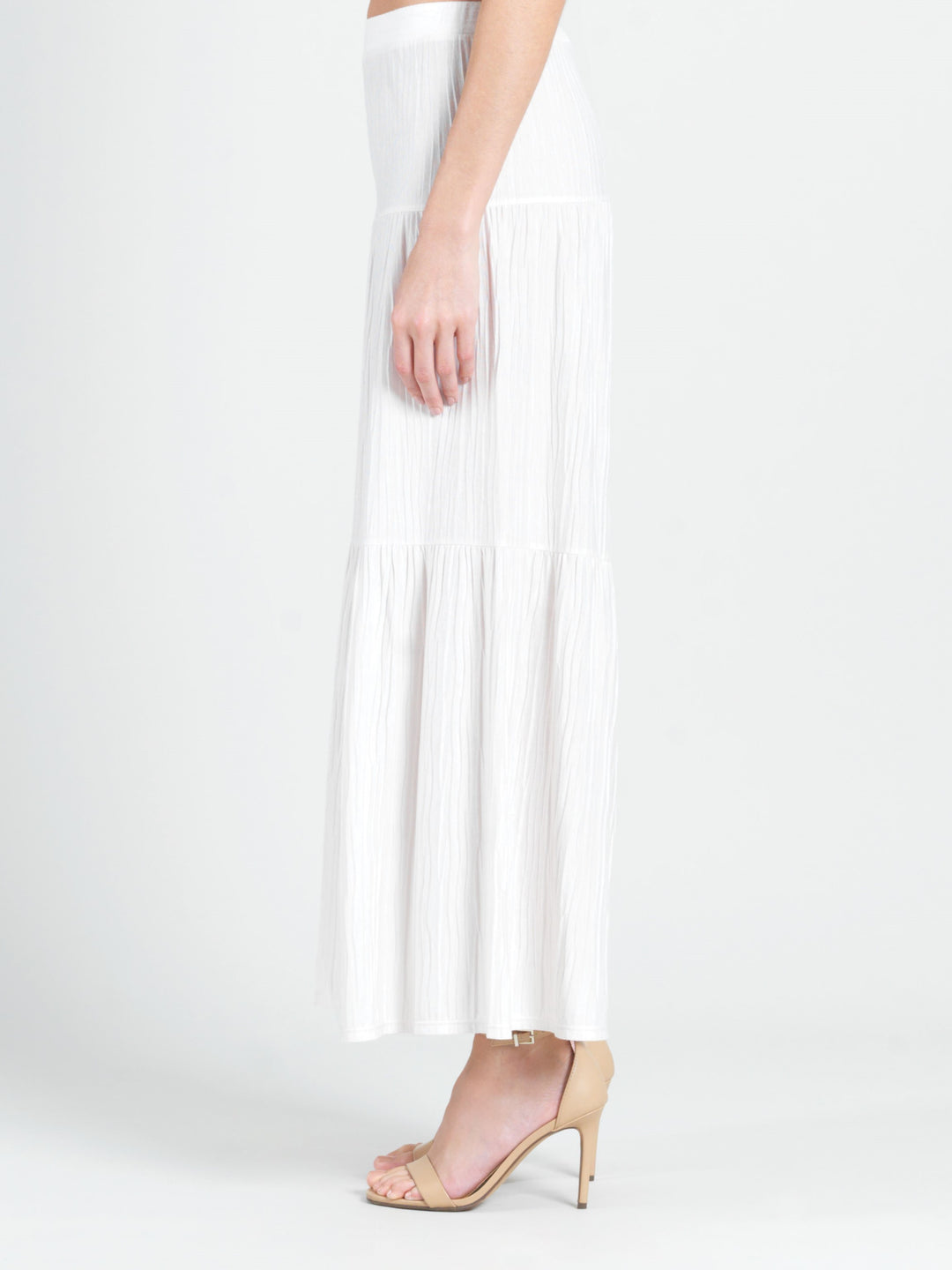 Ivory Soft Pleat Tiered Skirt-Pant