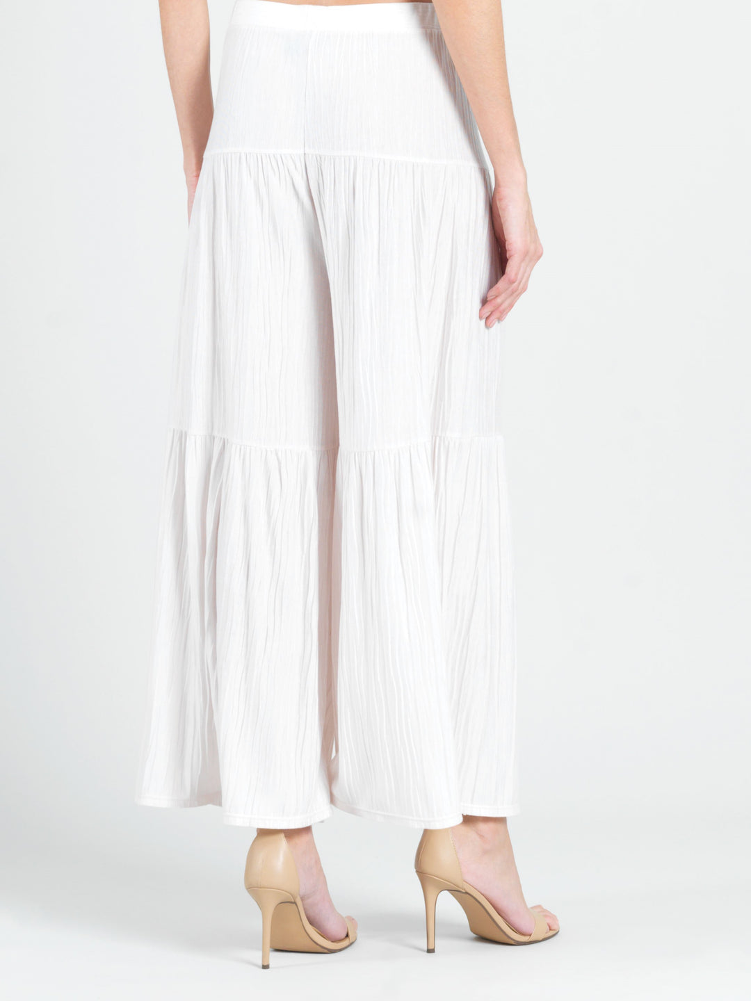 Ivory Soft Pleat Tiered Skirt-Pant