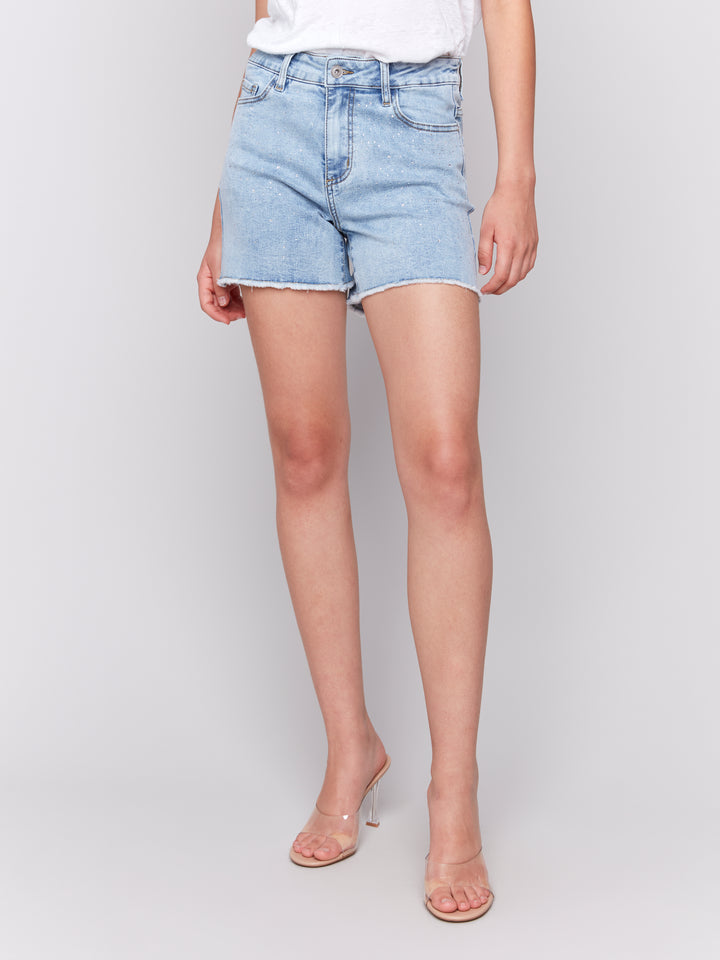 Jewel Embellished Denim Shorts