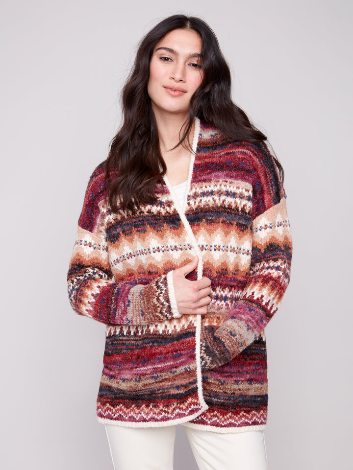 Jewel Space Dye Jacquard Cardigan