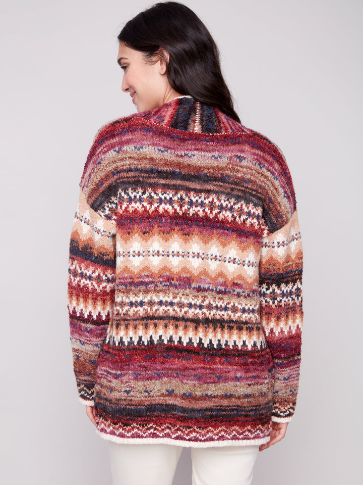 Jewel Space Dye Jacquard Cardigan