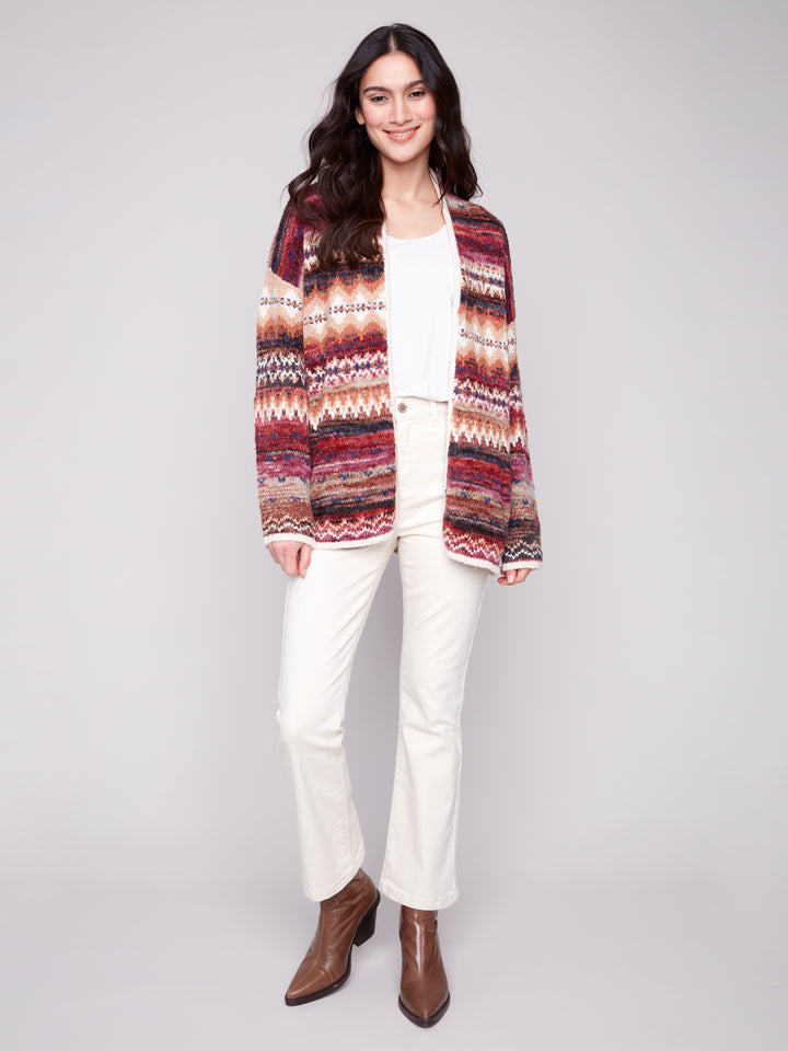 Jewel Space Dye Jacquard Cardigan