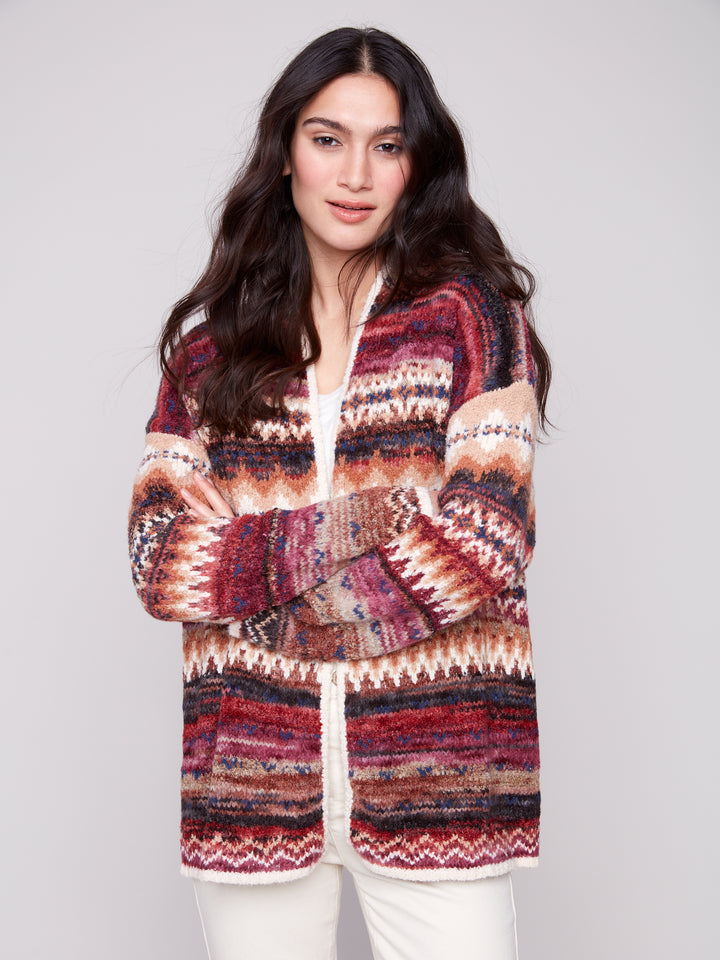 Jewel Space Dye Jacquard Cardigan