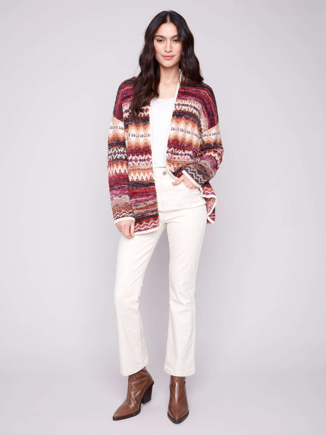 Jewel Space Dye Jacquard Cardigan