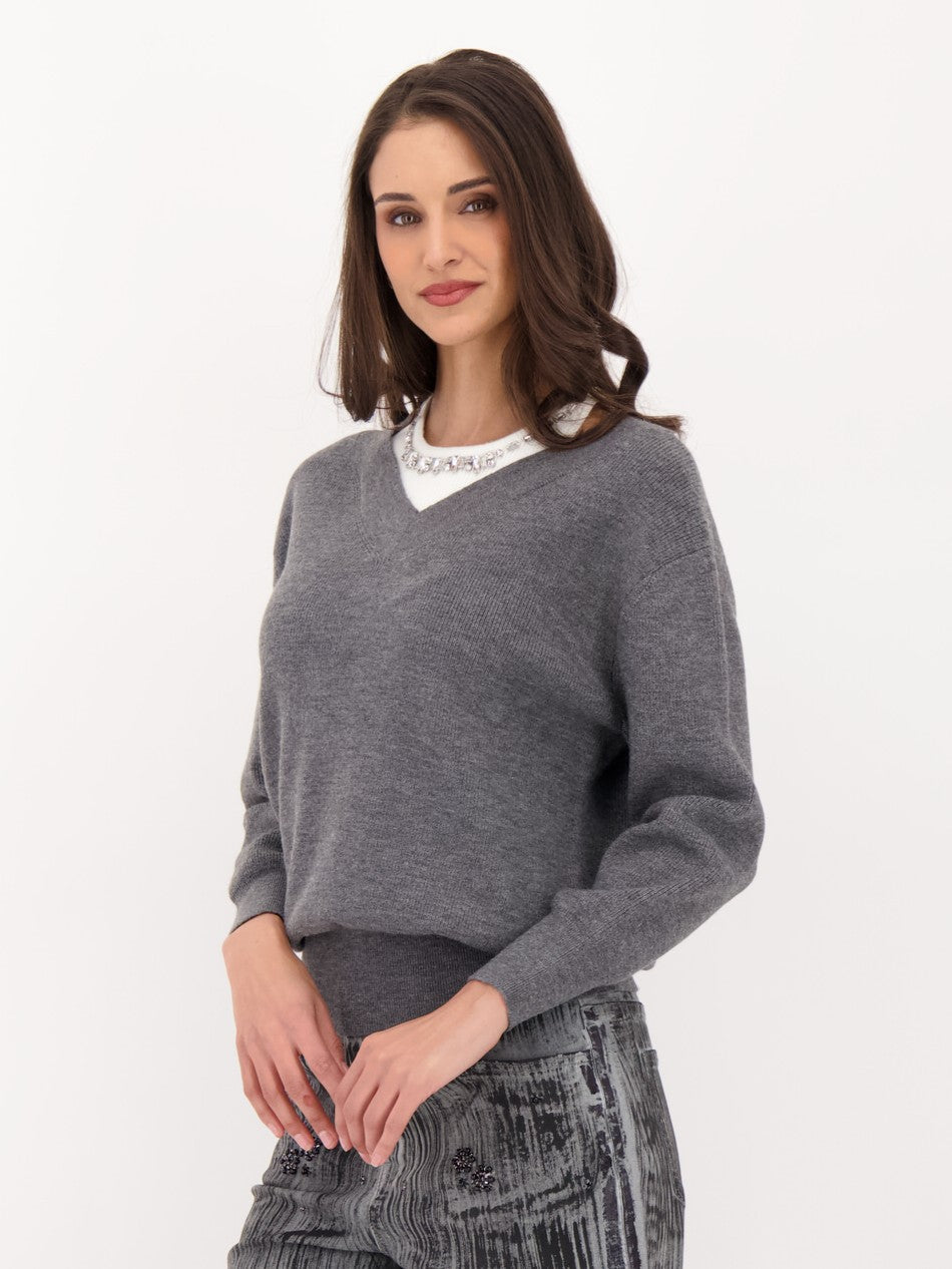 Jewel Trim Fooler Tank Sweater