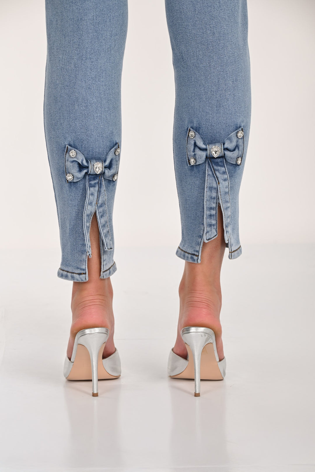 Jewelled Bow Slim Leg Jean