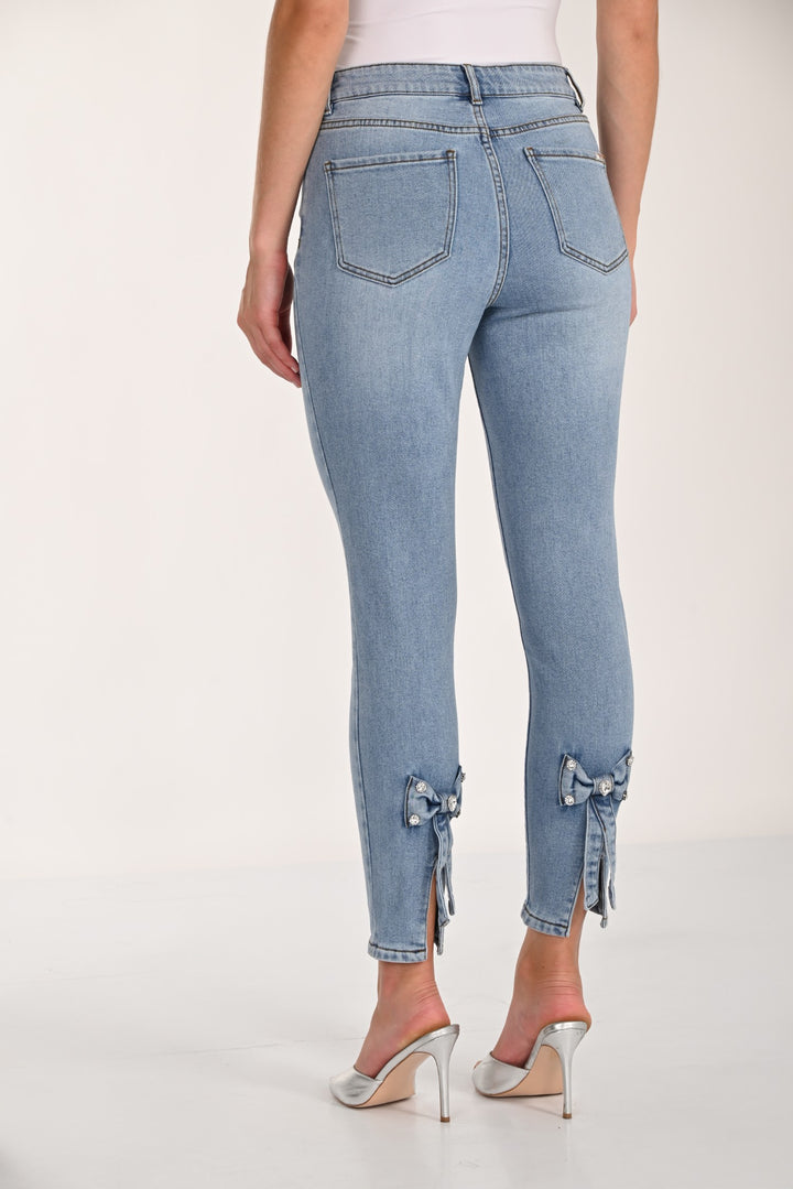 Jewelled Bow Slim Leg Jean