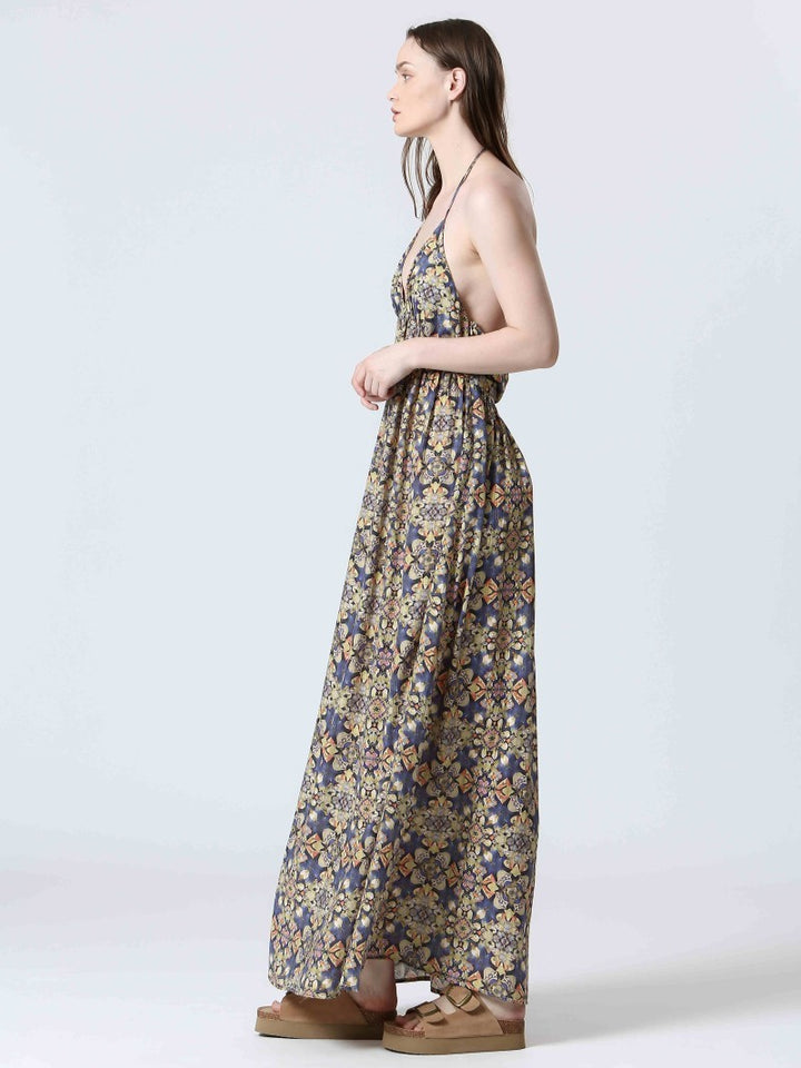 Kaleidoscope Print Halter Maxi Dress