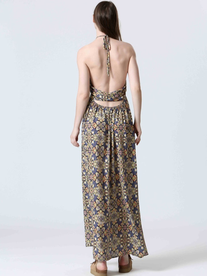 Kaleidoscope Print Halter Maxi Dress