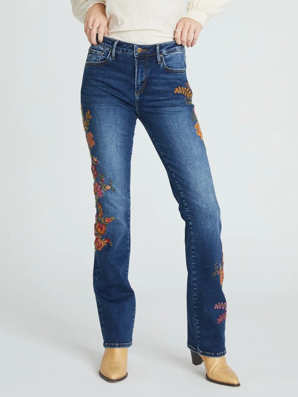 Kelly Oshibana Embroidered Boot Cut Jean
