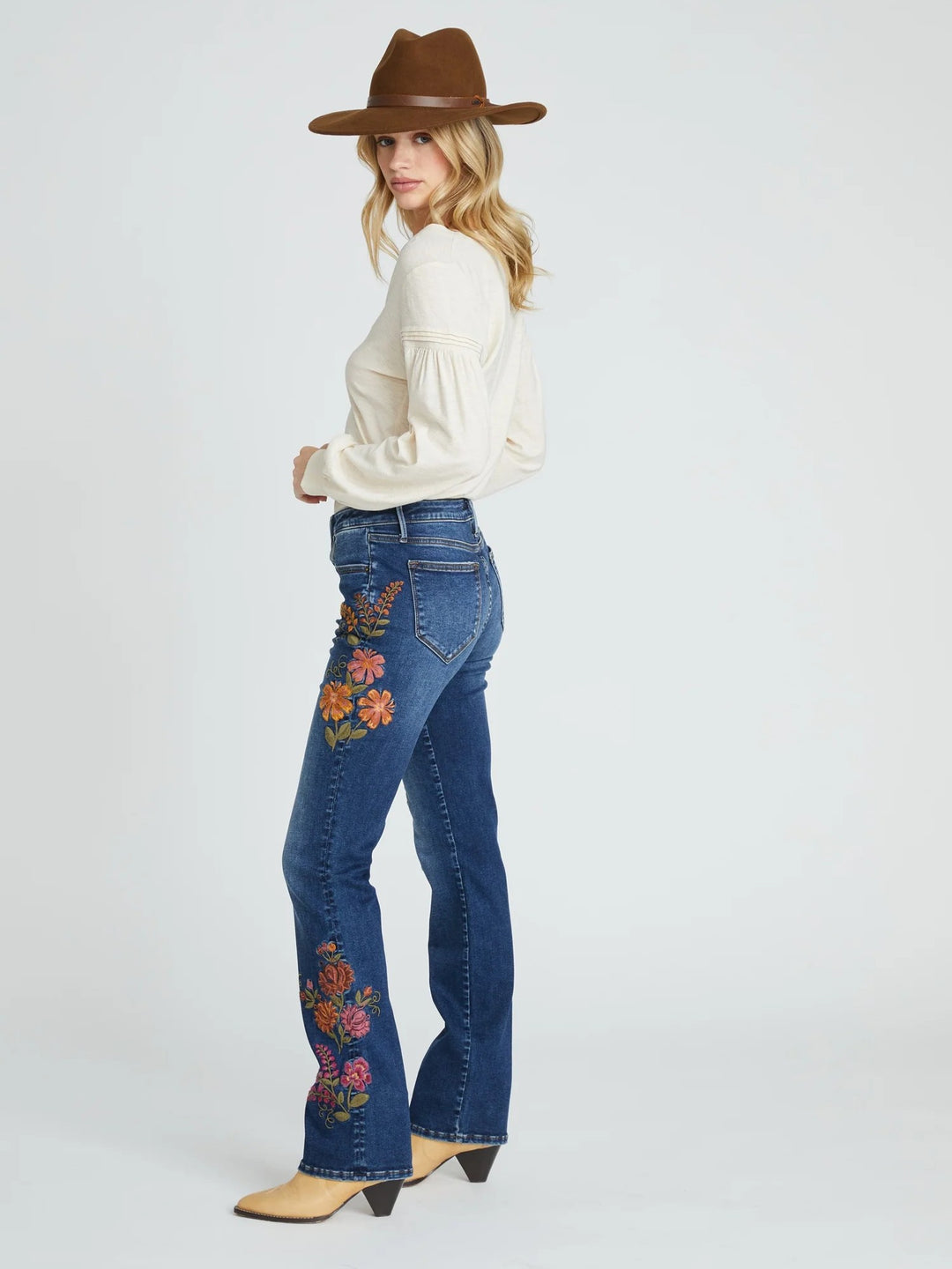 Kelly Oshibana Embroidered Boot Cut Jean