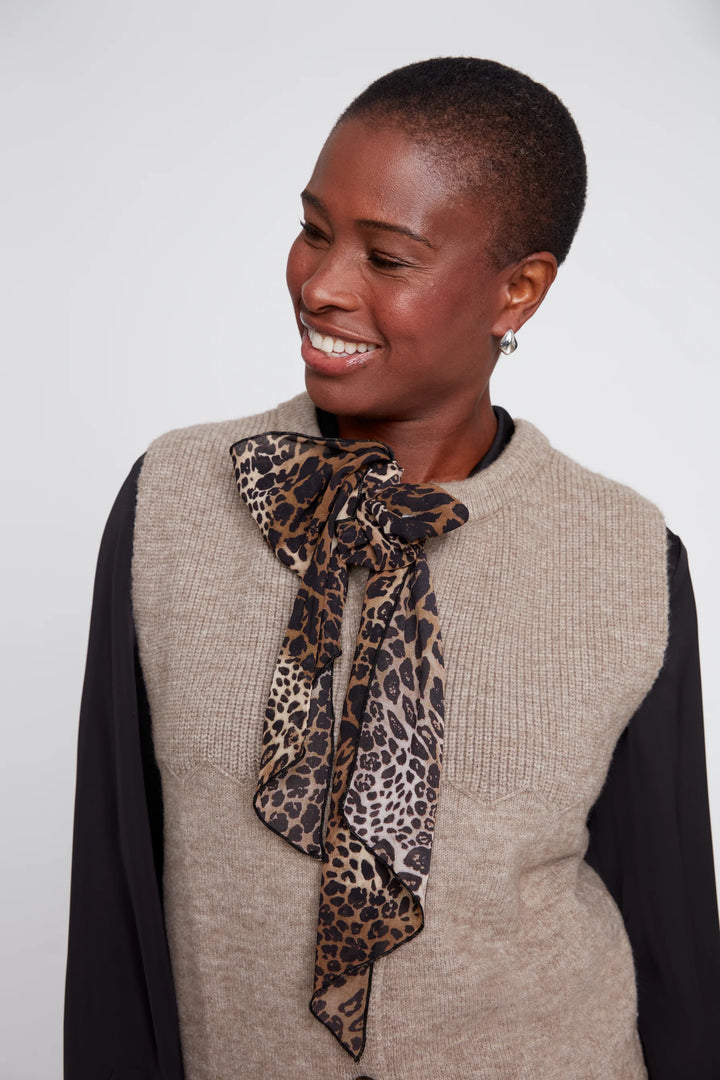 Knit Vest with Detachable Leopard Tie