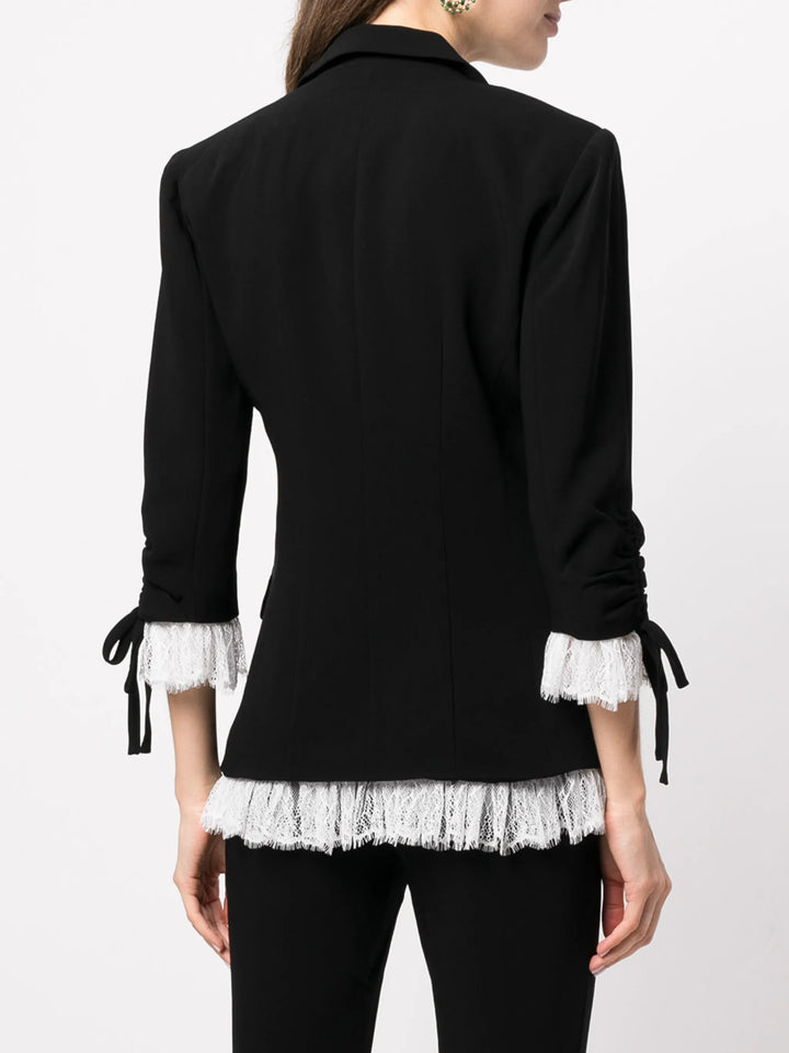 Lace Embellished Black Blazer