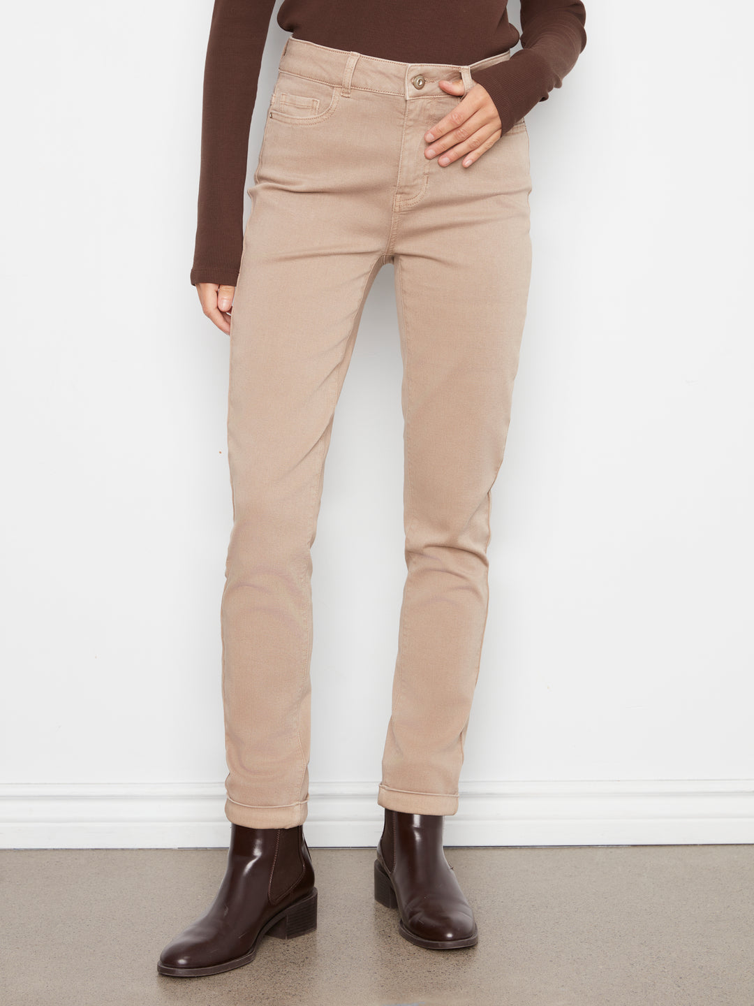 Latte Cuffed Hem Twill Pant
