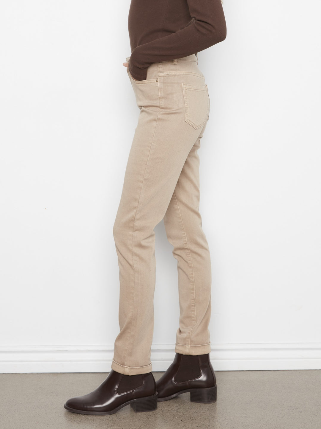 Latte Cuffed Hem Twill Pant