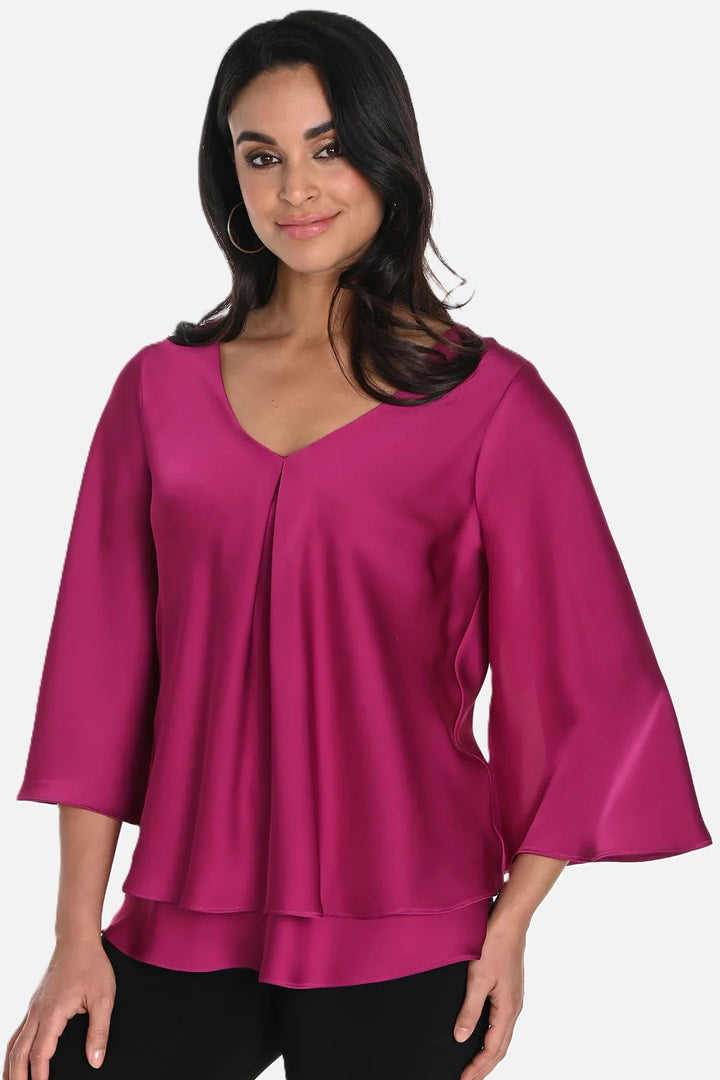 Layered Split Sleeve Magenta Blouse