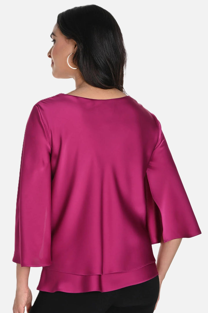 Layered Split Sleeve Magenta Blouse