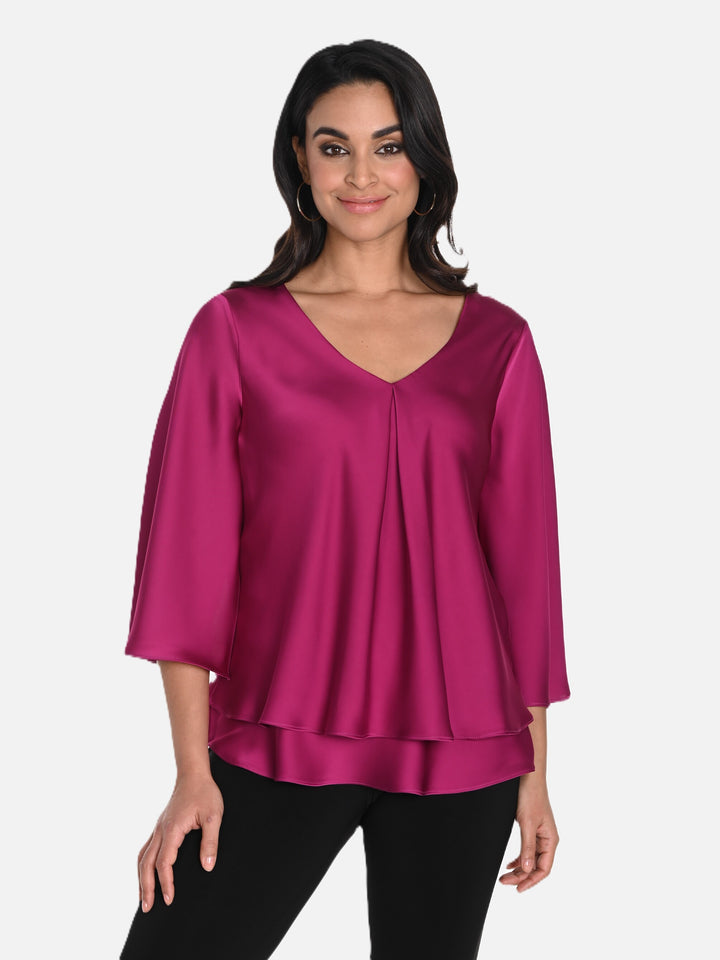 Layered Split Sleeve Magenta Blouse