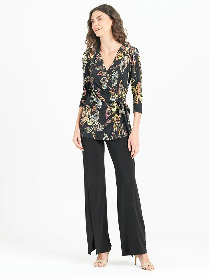 Leaf Colour Burst Faux Wrap Top